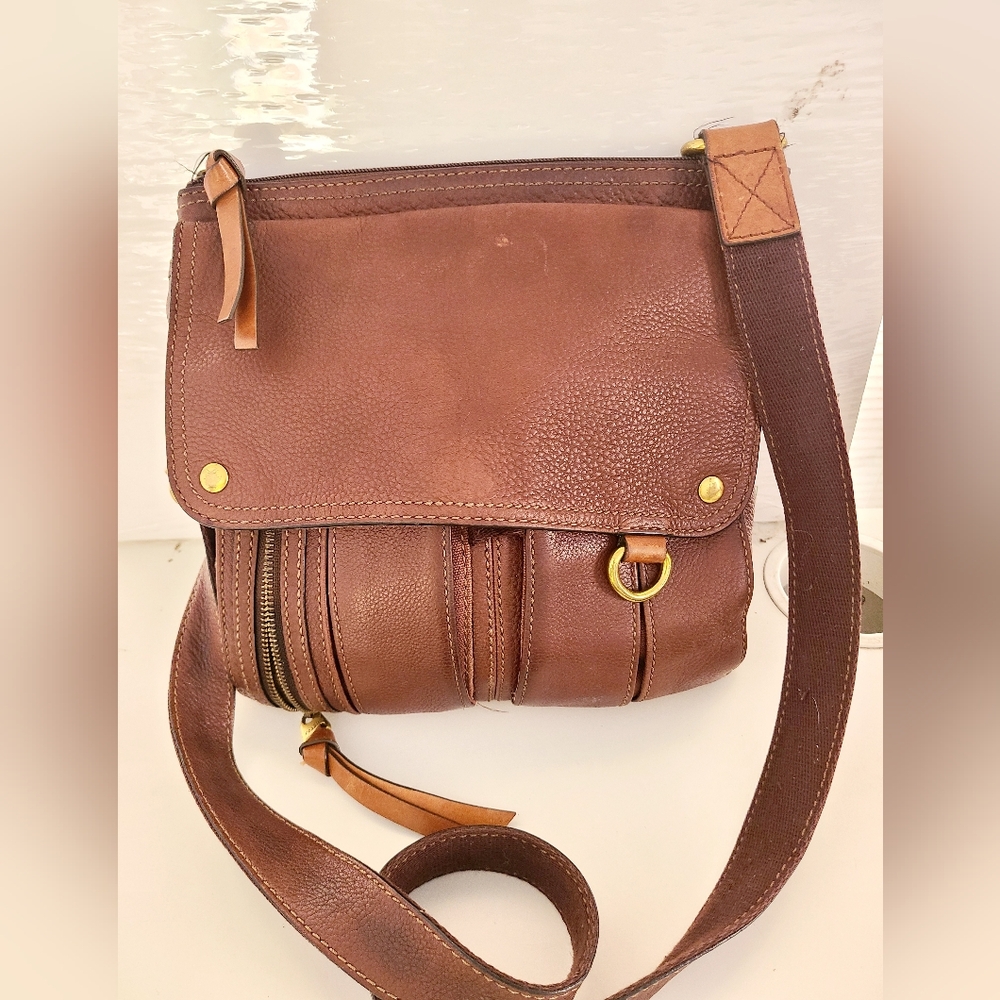Fossil Brown Leather Crossbody Bag